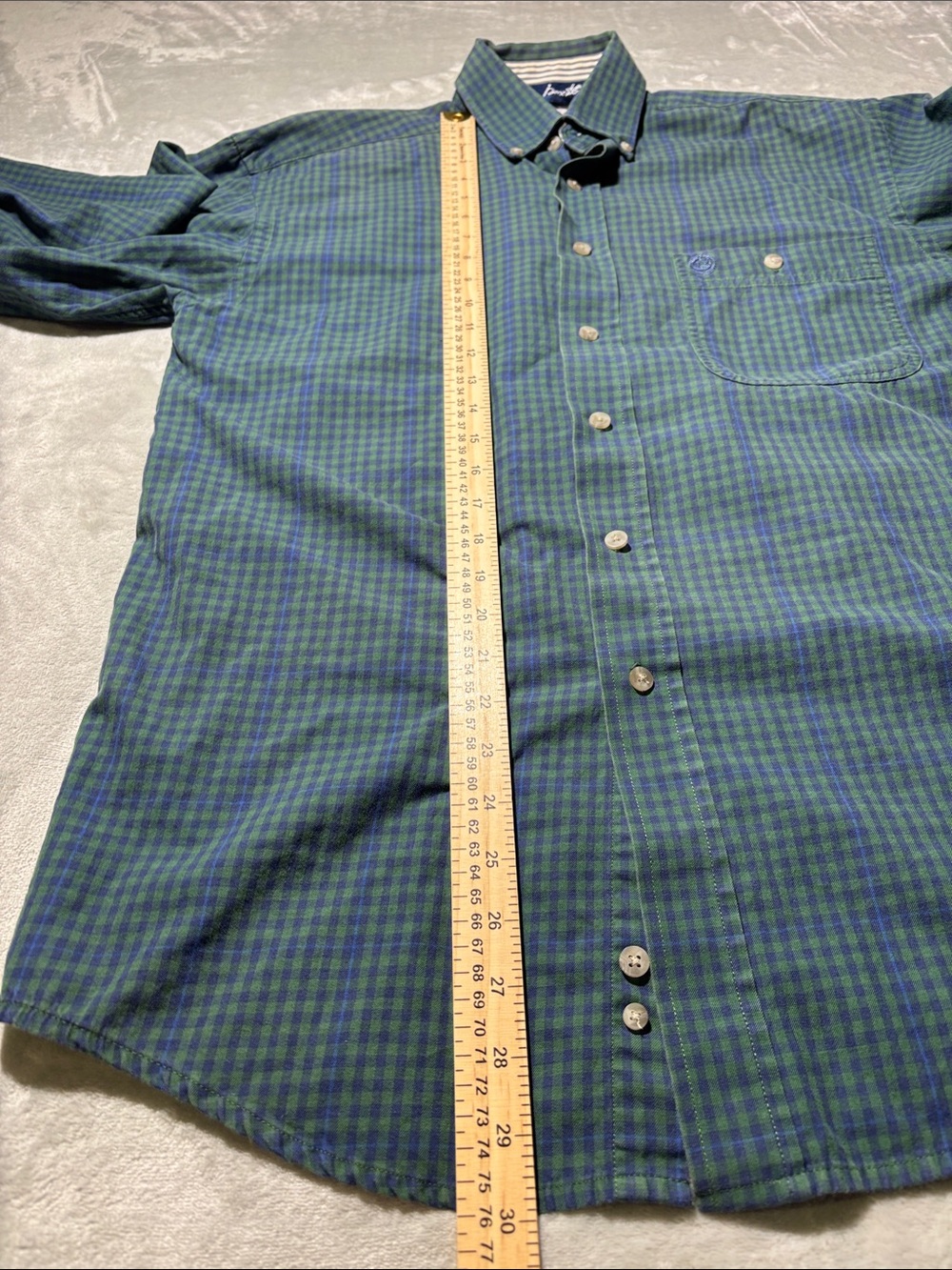 Wrangler Cowboy Cut Gorge‎ Strait Men’s M Green Blue Plaid Button Down Shirt - Picture 11 of 12